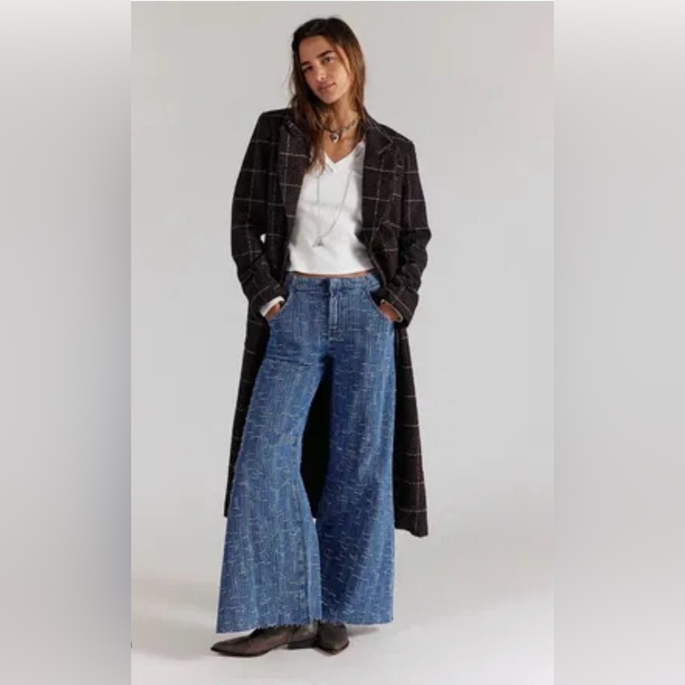 Free People We the Free Front Row Wide Leg Flare Jeans